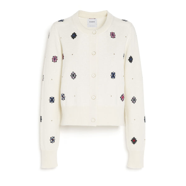 barrie Cardigan en cachemire et coton à motif fleuri