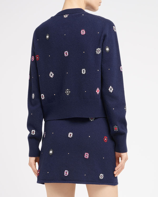 Barrie Cardigan En Cachemire Et Coton à Motif Fleuri