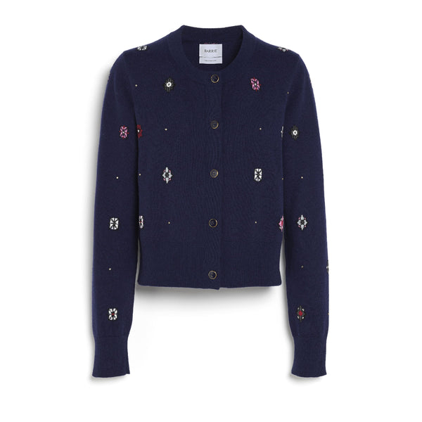 barrie Cardigan en cachemire et coton à motif fleuri