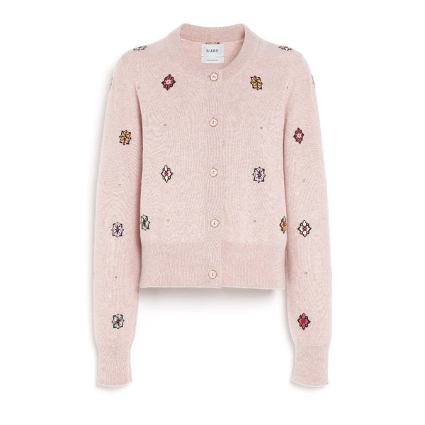 barrie Cardigan en cachemire et coton à motif fleuri