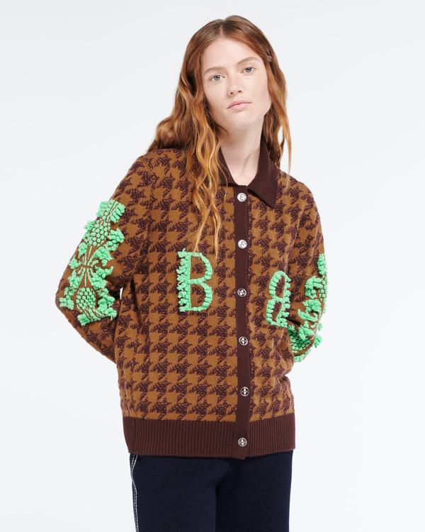 Barrie Cardigan En Cachemire Et Laine à Motif Pied-de-poule Et Logo B