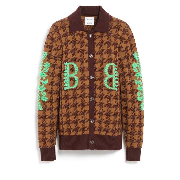 barrie Cardigan en cachemire et laine à motif pied-de-poule et logo B