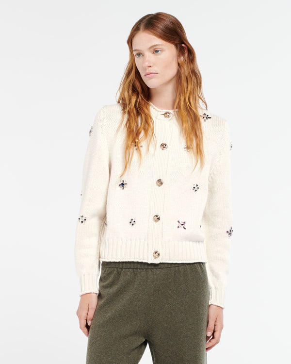 Barrie Cardigan épais En Cachemire à Broderies Et Boutons Dorés
