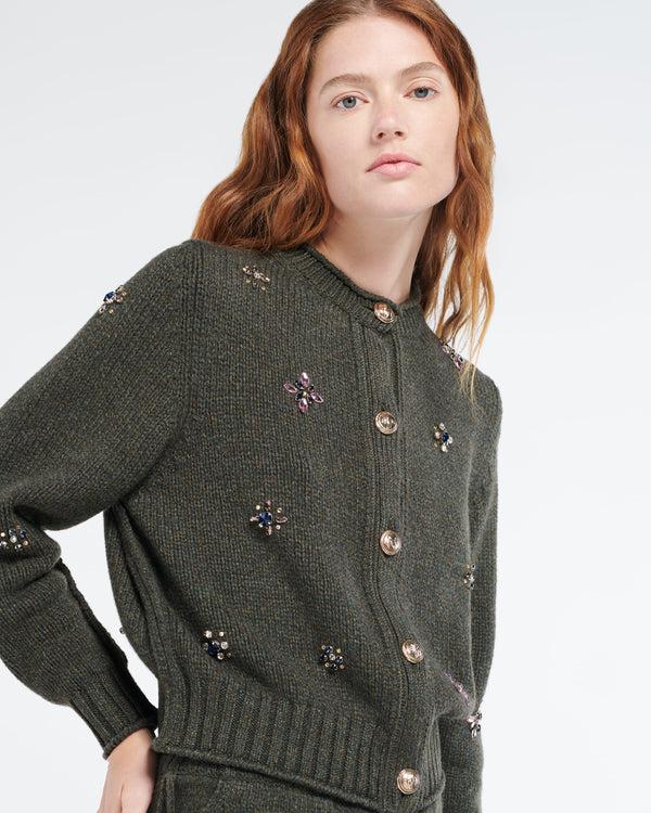 Barrie Cardigan épais En Cachemire à Broderies Et Boutons Dorés