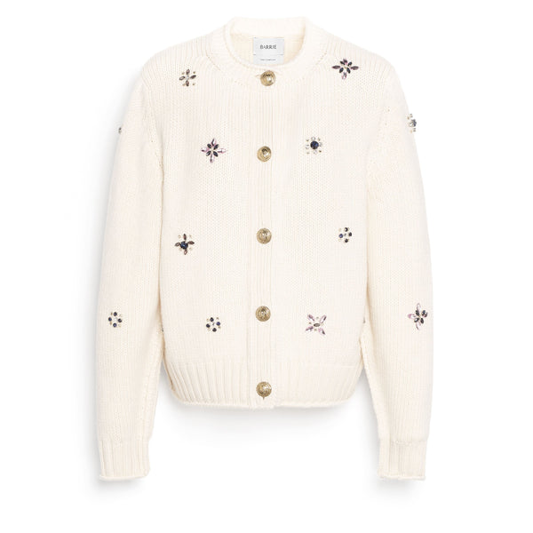 barrie Cardigan épais en cachemire à broderies et boutons dorés