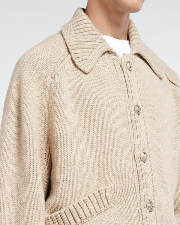 Barrie Cardigan épais En Cachemire à Col Polo Et Boutons Dorés