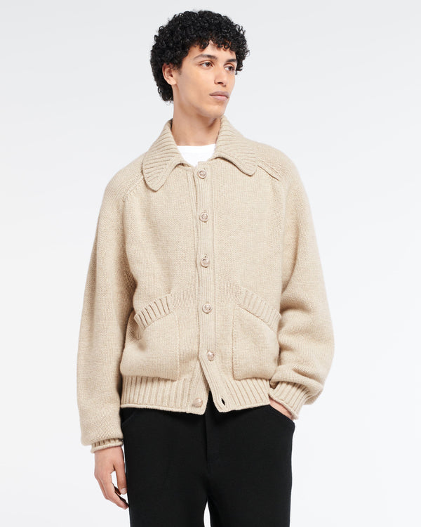 Barrie Cardigan épais En Cachemire à Col Polo Et Boutons Dorés