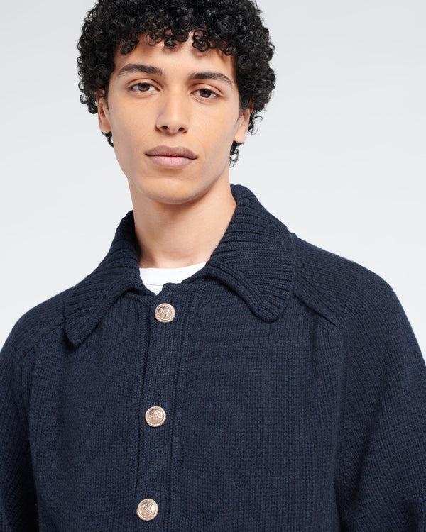 Barrie Cardigan épais En Cachemire à Col Polo Et Boutons Dorés