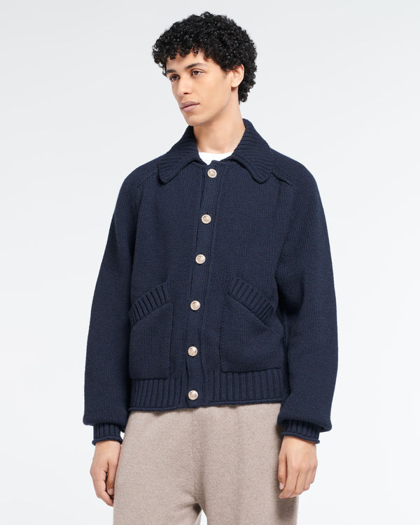 Barrie Cardigan épais En Cachemire à Col Polo Et Boutons Dorés