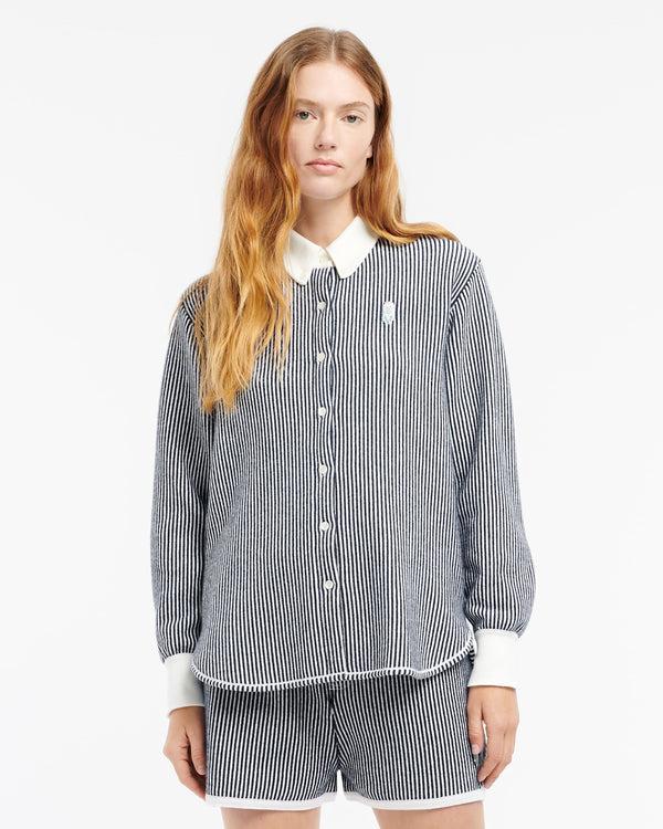 Barrie Chemise à Fines Rayures En Cachemire Et Coton