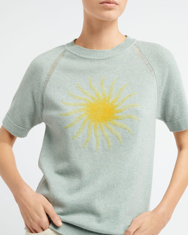 Barrie Haut à Manches Courtes En Cachemire à Motif Soleil