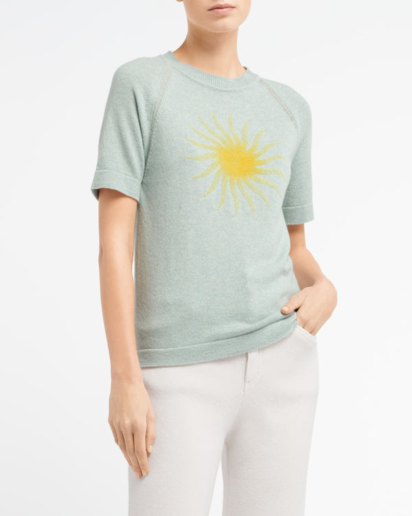 Barrie Haut à Manches Courtes En Cachemire à Motif Soleil