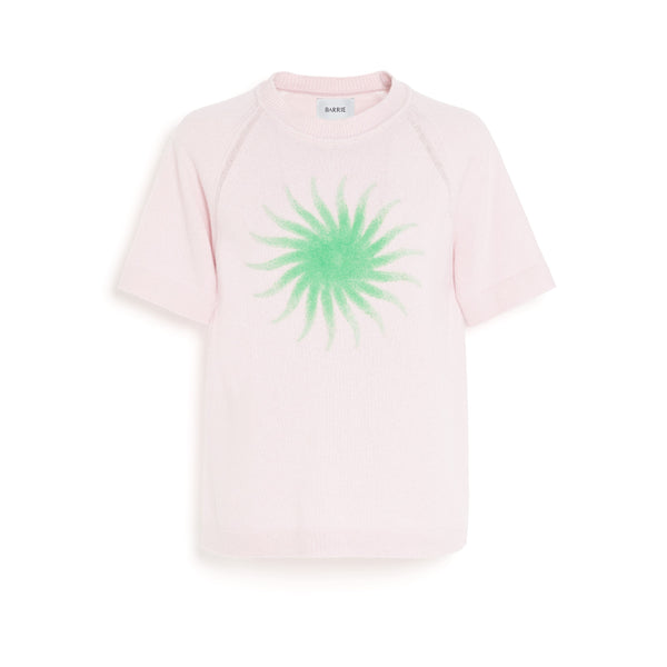 barrie Haut à manches courtes en cachemire à motif soleil