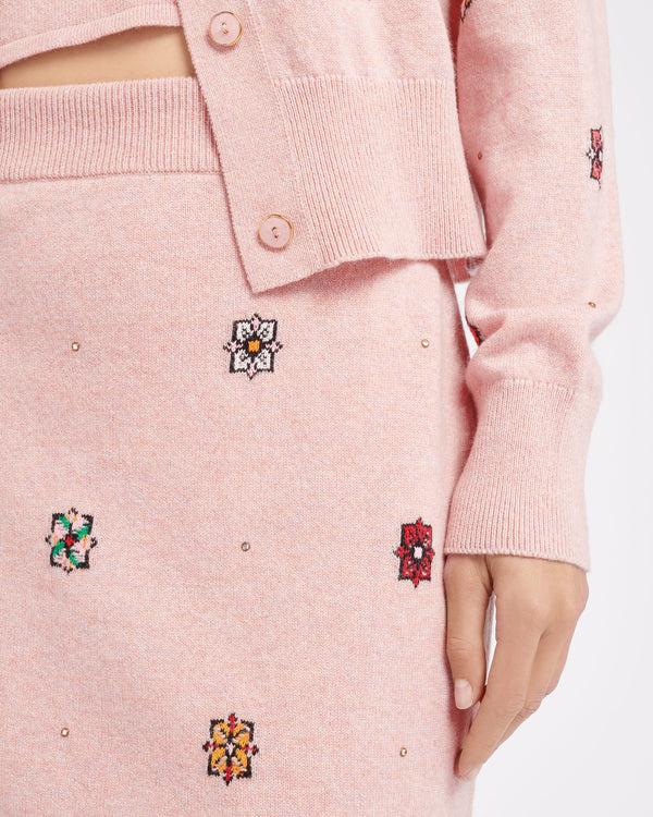 Barrie Jupe Courte En Cachemire Et Coton à Motif Fleuri