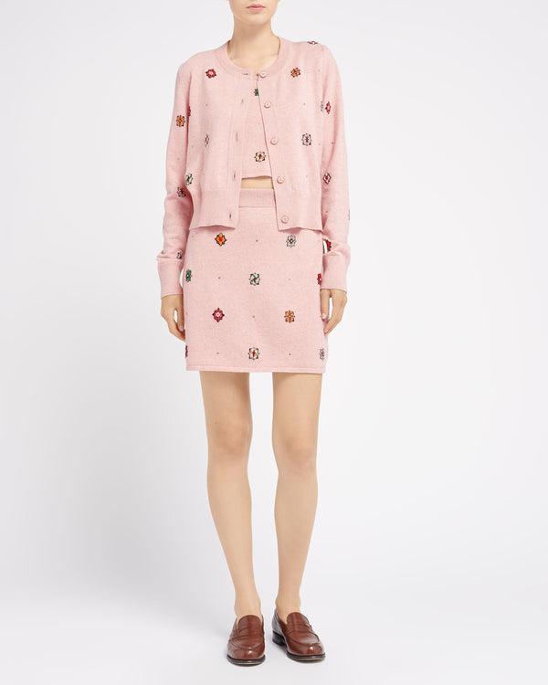 Barrie Jupe Courte En Cachemire Et Coton à Motif Fleuri