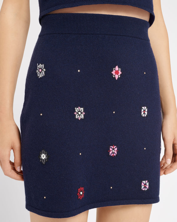 Barrie Jupe Courte En Cachemire Et Coton à Motif Fleuri