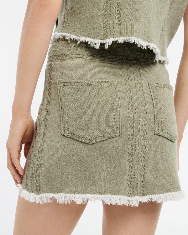 Barrie Mini-jupe Denim à Franges En Cachemire Et Coton