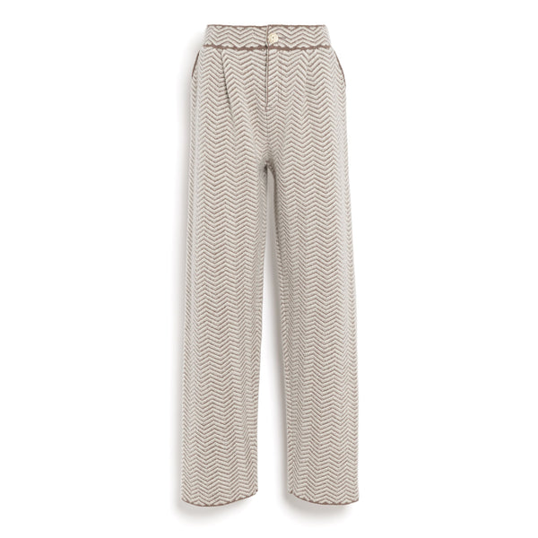 barrie Pantalon de tailleur en cachemire laine et soie à motif chevron