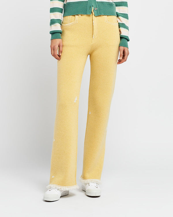 Barrie Pantalon Denim à Franges En Cachemire Et Coton