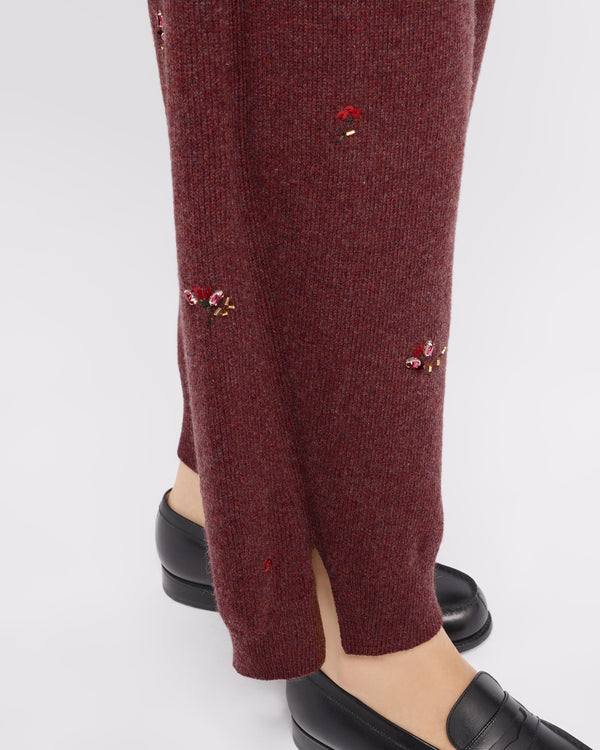 Barrie Pantalon Iconique En Cachemire à Broderies Fleuries