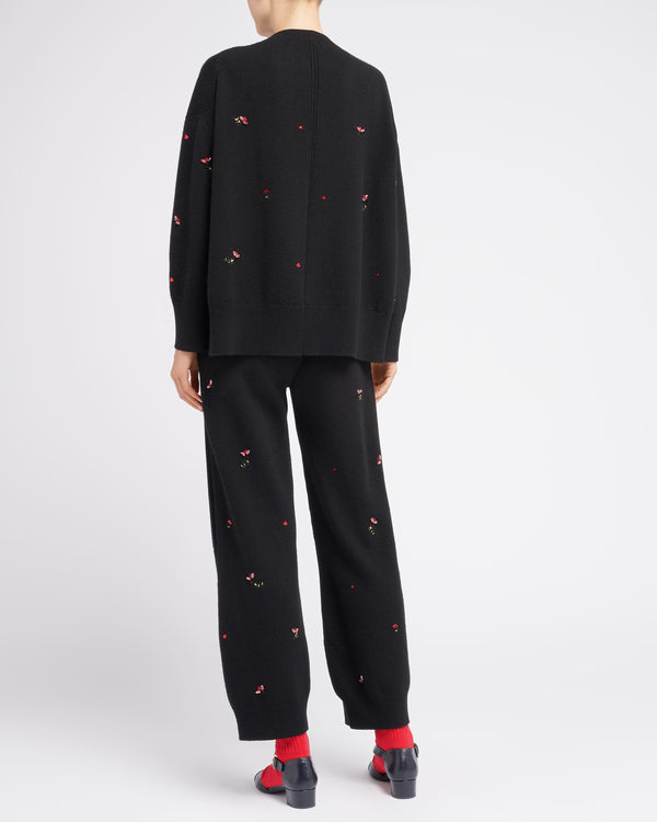 Barrie Pantalon Iconique En Cachemire à Broderies Fleuries