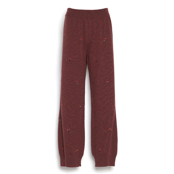 barrie Pantalon iconique en cachemire à broderies fleuries