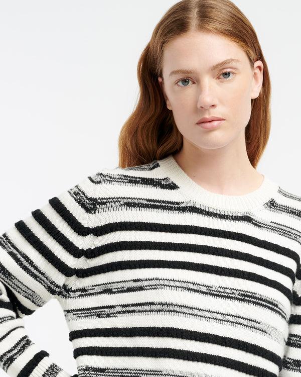 Barrie Pull Col Rond En Cachemire Et Coton à Rayures