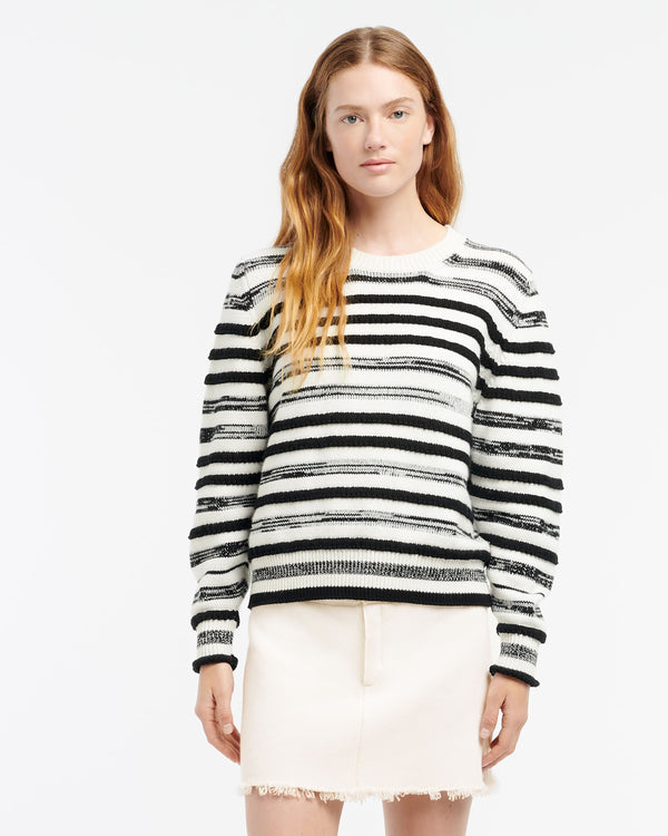 Barrie Pull Col Rond En Cachemire Et Coton à Rayures