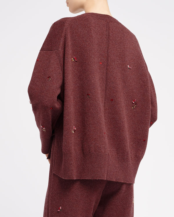 Barrie Pull Iconique Oversize En Cachemire à Broderies Fleuries