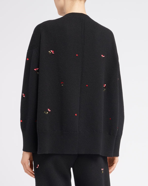 Barrie Pull Iconique Oversize En Cachemire à Broderies Fleuries