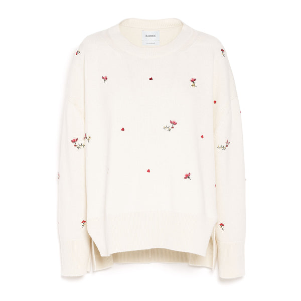 barrie Pull iconique oversize en cachemire à broderies fleuries