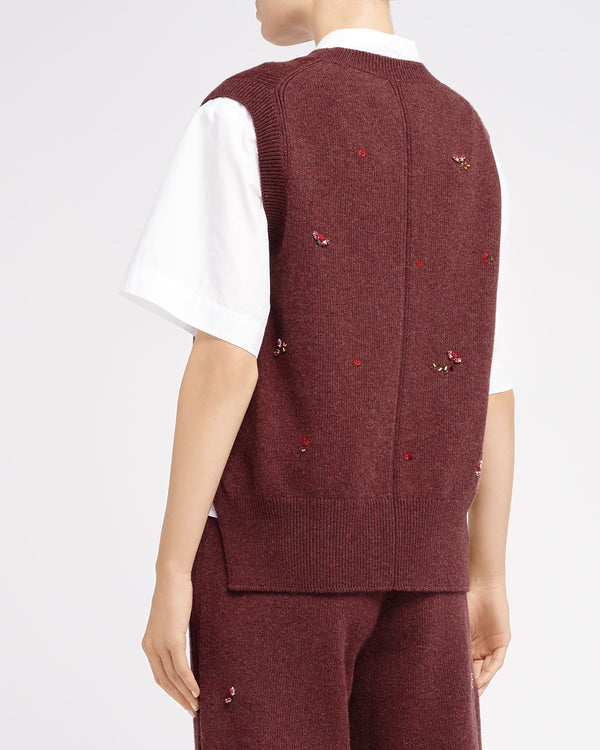 Barrie Pull Iconique Sans Manches En Cachemire à Broderies Fleuries