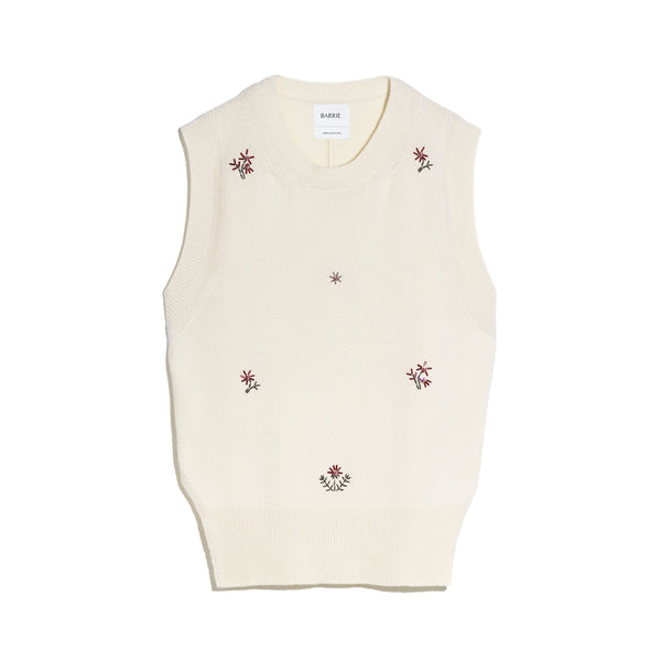 barrie Pull iconique sans manches en cachemire brodé