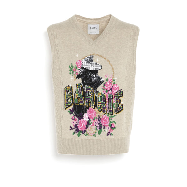 barrie Pull sans manches en cachemire à motif "Scottie"