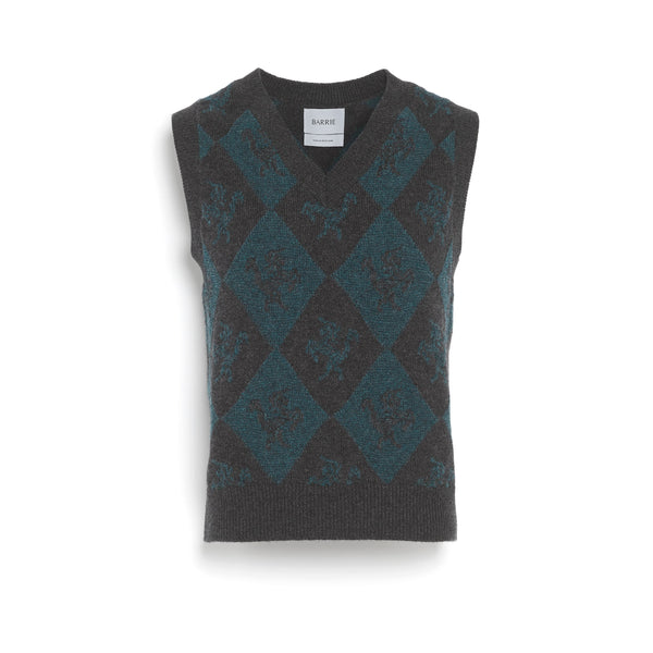 barrie Pull sans manches en cachemire et laine à motif licorne