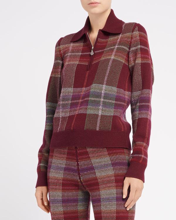 Barrie Pull Zippé En Cachemire Et Laine à Motif Tartan
