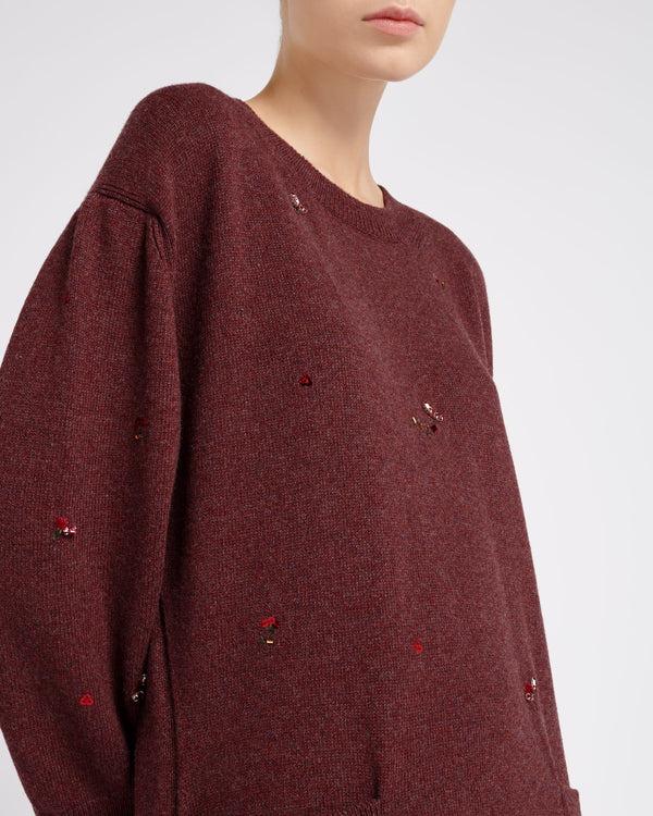 Barrie Robe Longue Iconique En Cachemire à Broderies Fleuries