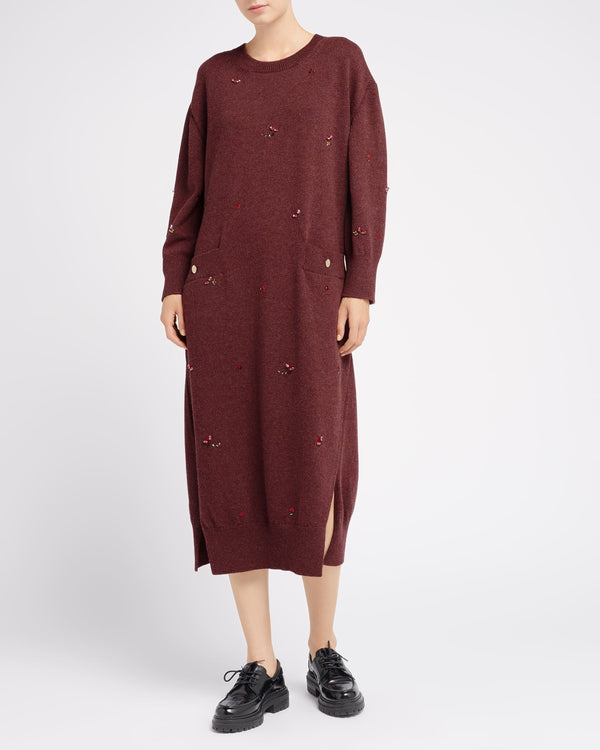 Barrie Robe Longue Iconique En Cachemire à Broderies Fleuries