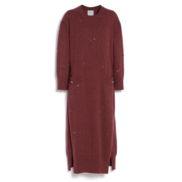 barrie Robe longue iconique en cachemire à broderies fleuries