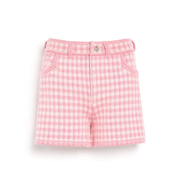 barrie Short Denim en cachemire et coton à motif vichy