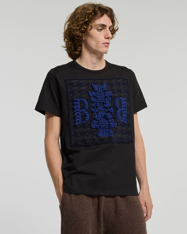 Barrie T-Shirt Avec Patch à Motif Pied-de-poule Et Logo B En Cachemire