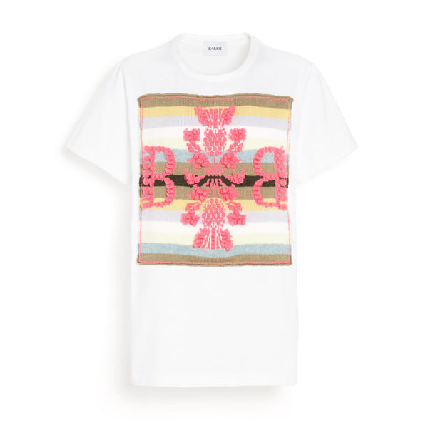 barrie T-shirt avec patch logo B à rayures en cachemire