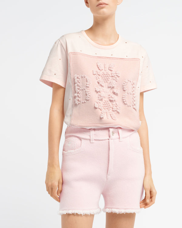 Barrie T-Shirt Strassé Avec Patch Logo B En Cachemire