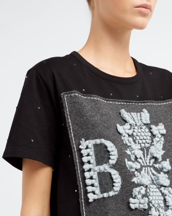 Barrie T-Shirt Strassé Avec Patch Logo B En Cachemire
