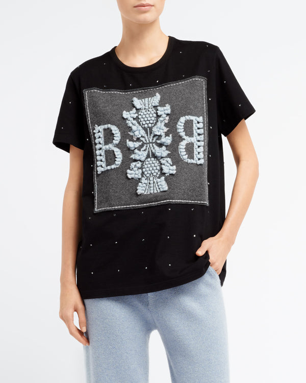Barrie T-Shirt Strassé Avec Patch Logo B En Cachemire