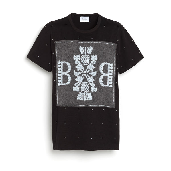 barrie T-Shirt strassé avec patch logo B en cachemire