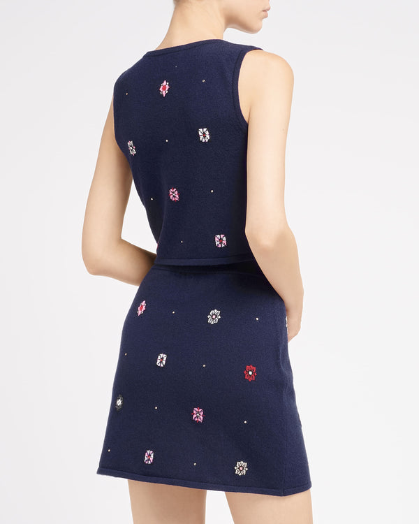 Barrie Top Court En Cachemire Et Coton à Motif Fleuri