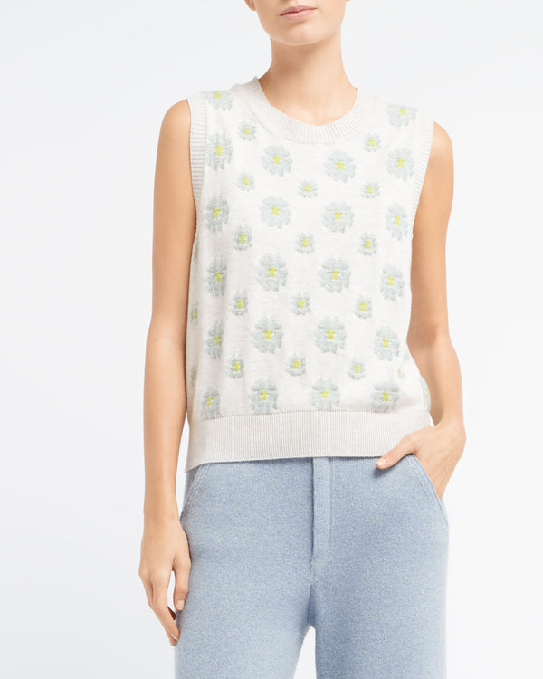 Barrie Top En Cachemire Et Coton à Motif Coquelicot