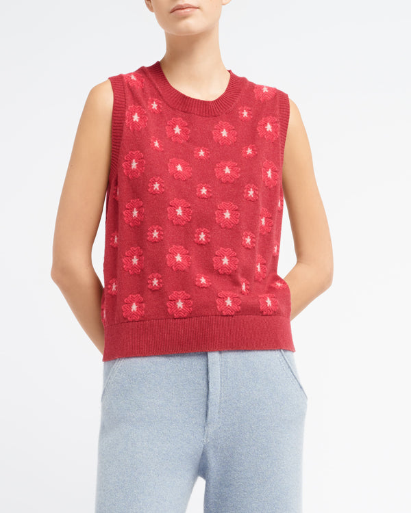 Barrie Top En Cachemire Et Coton à Motif Coquelicot