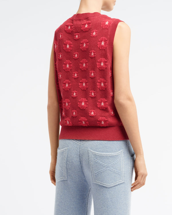 Barrie Top En Cachemire Et Coton à Motif Coquelicot